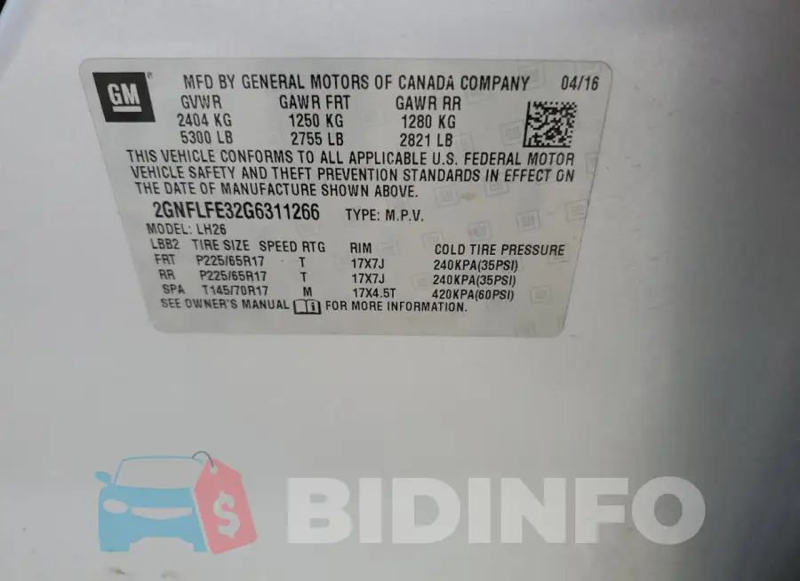2GNFLFE32G6311266 Photo# 13