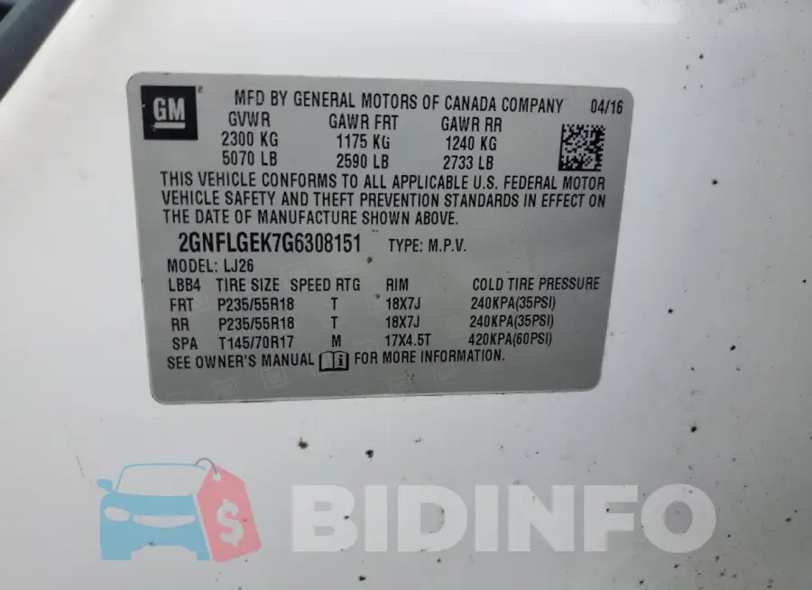 2GNFLGEK7G6308151 Photo# 13
