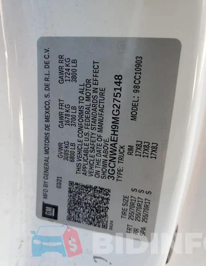 3GCNWAEH9MG275148 Photo# 12