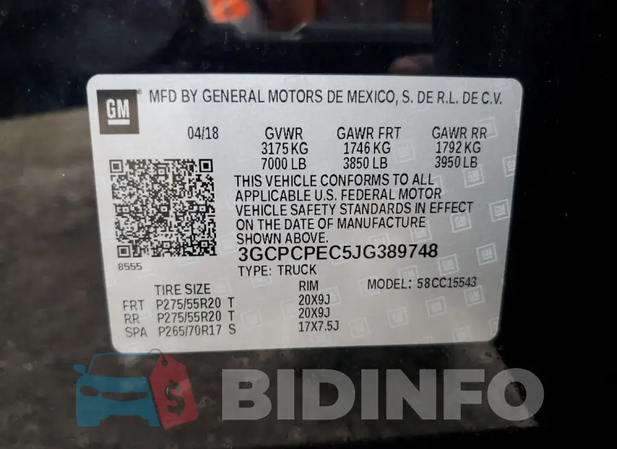 3GCPCPEC5JG389748 Photo# 13