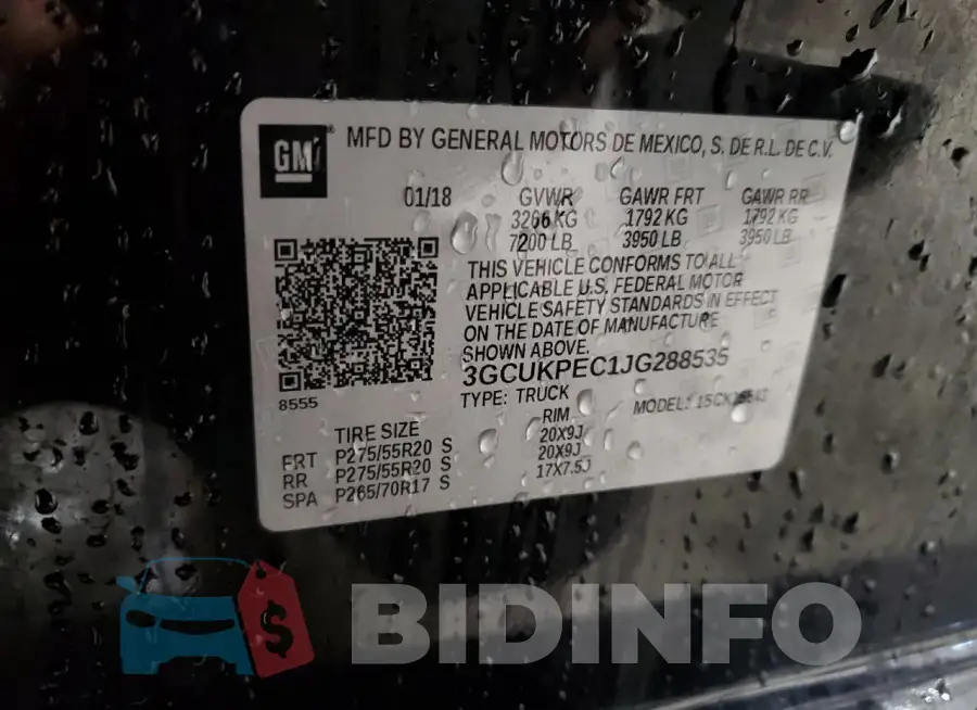 3GCUKPEC1JG288535 Photo# 12