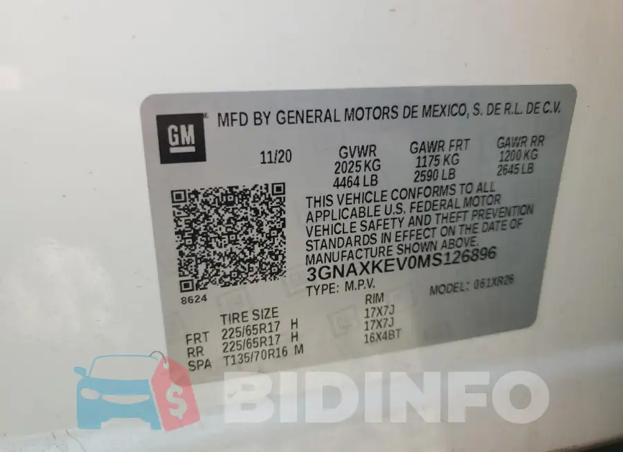 3GNAXKEV0MS126896 Photo# 13