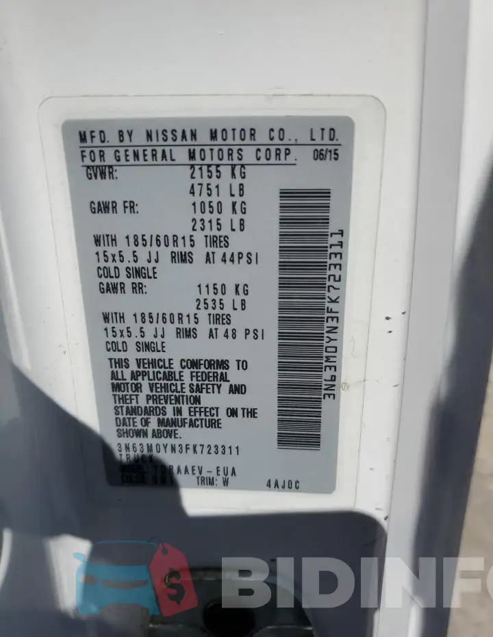 3N63M0YN3FK723311 Photo# 14