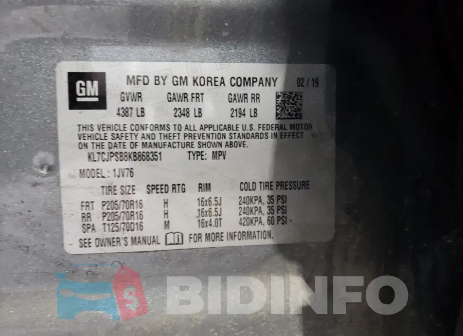 KL7CJPSB8KB868351 Photo# 14