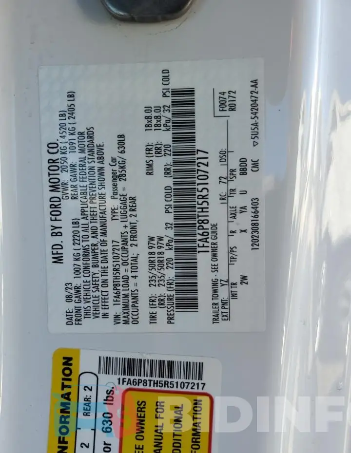 1FA6P8TH5R5107217 Photo# 12