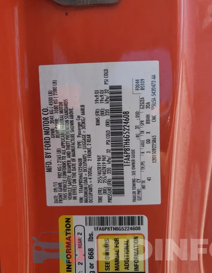 1FA6P8TH6G5224608 Photo# 12