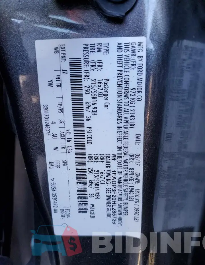 1FADP3F20HL285726 Photo# 12