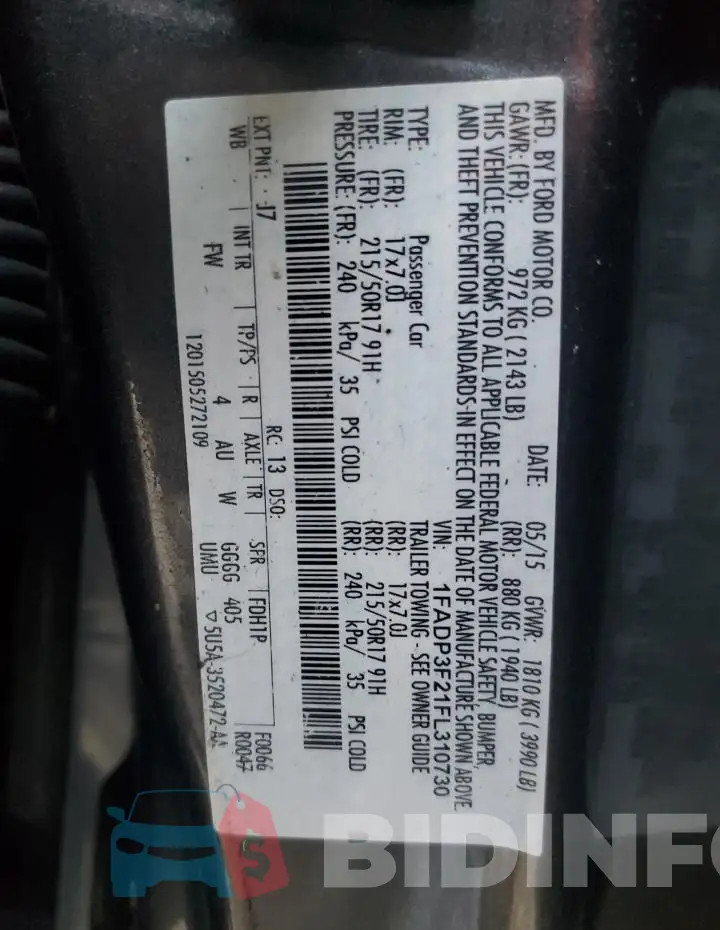 1FADP3F21FL310730 Photo# 12