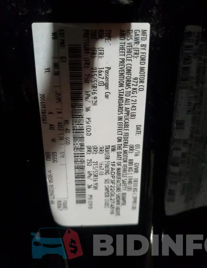 1FADP3F22GL274516 Photo# 12