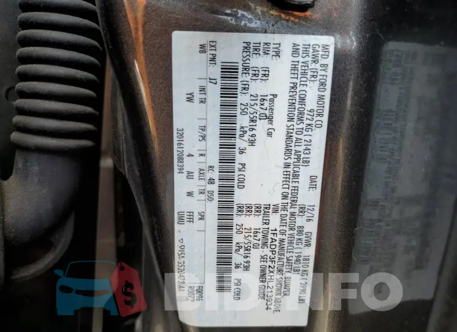1FADP3F2XHL213934 Photo# 12