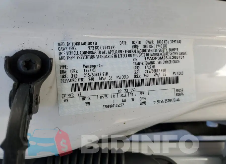 1FADP3M28JL265751 Photo# 12
