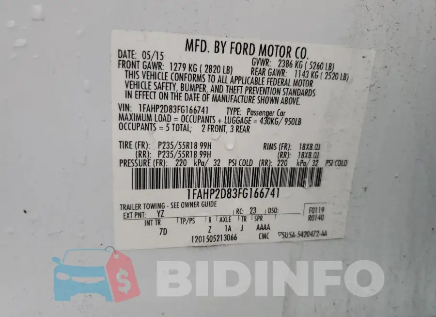 1FAHP2D83FG166741 Photo# 12