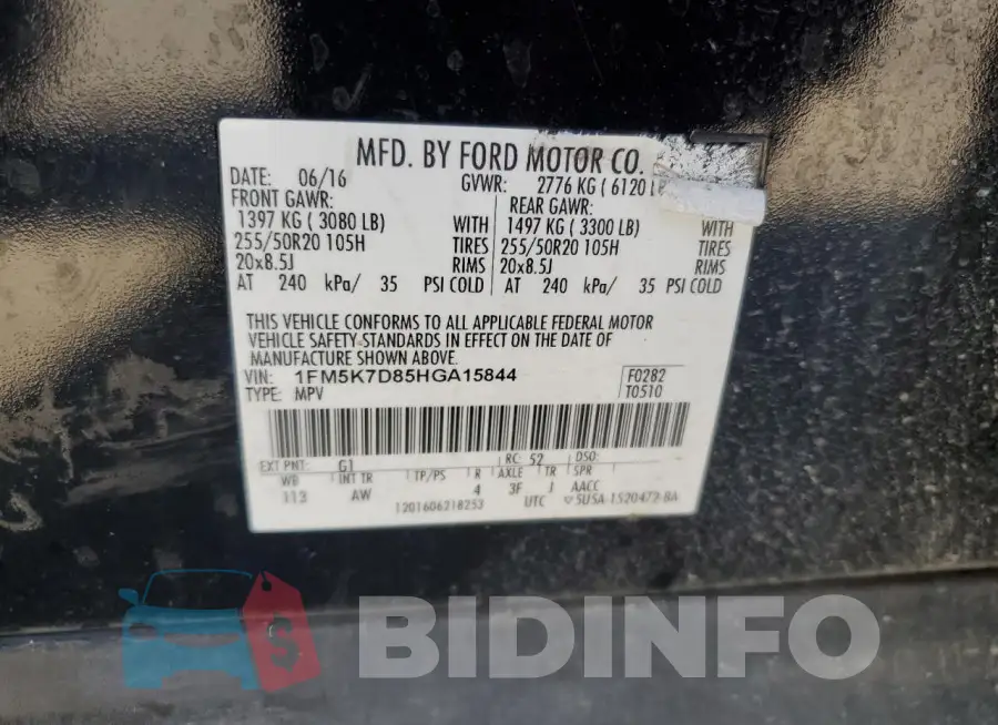 1FM5K7D85HGA15844 Photo# 13