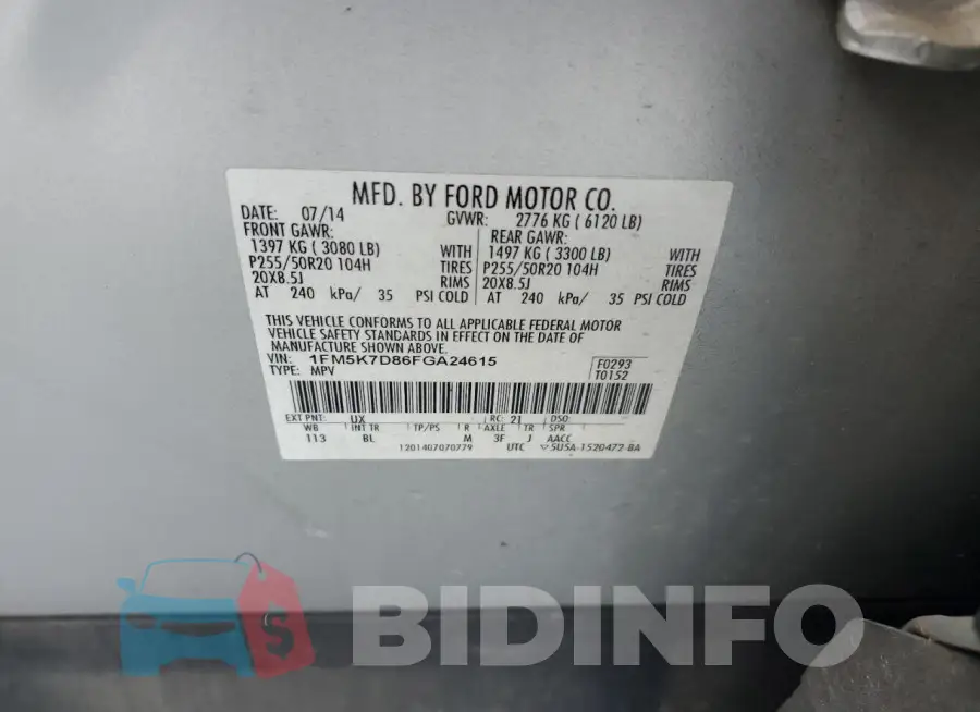 1FM5K7D86FGA24615 Photo# 14