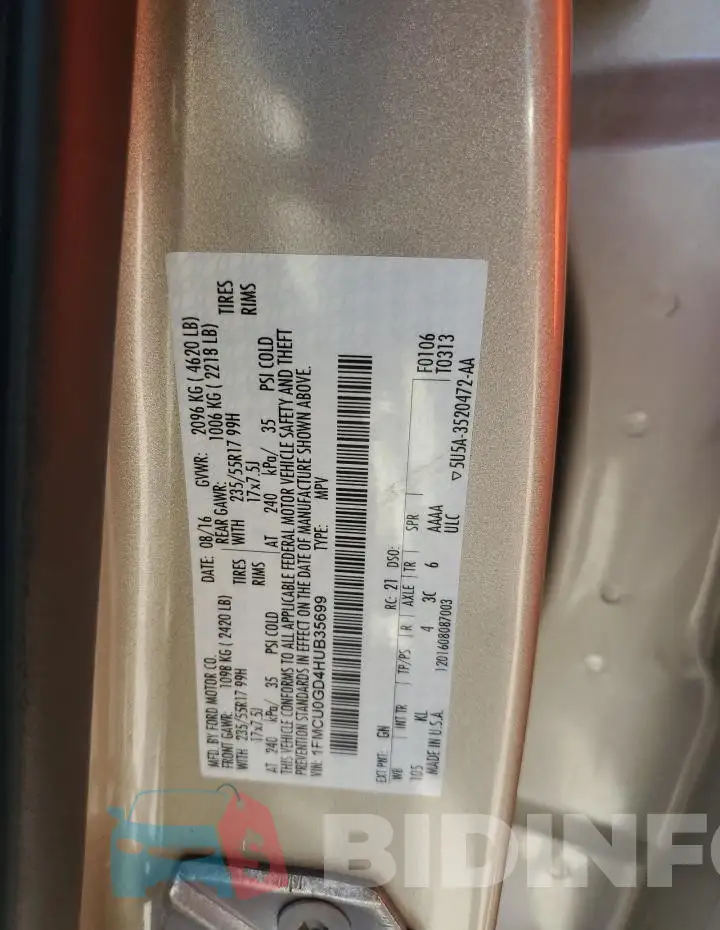 1FMCU0GD4HUB35699 Photo# 12