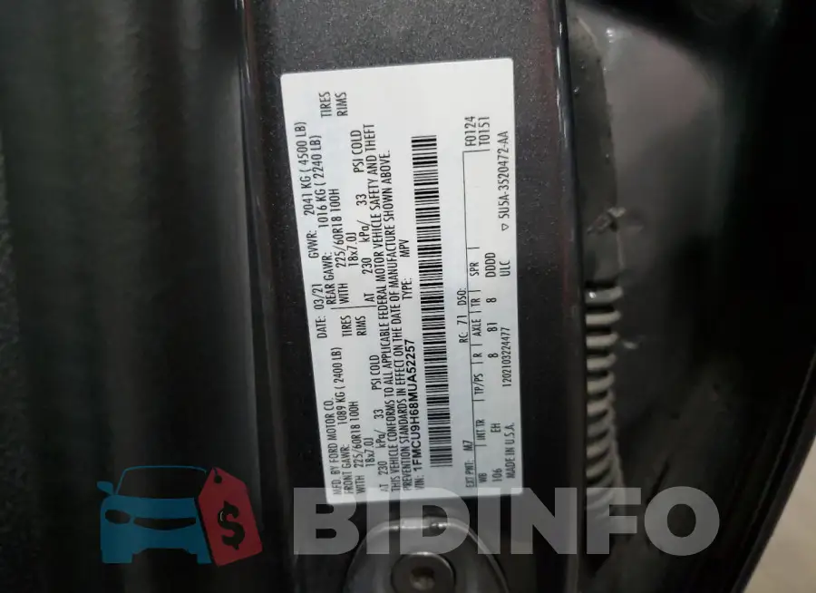1FMCU9H68MUA52257 Photo# 13