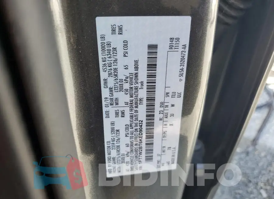 1FT7W2BT6KED90432 Photo# 13