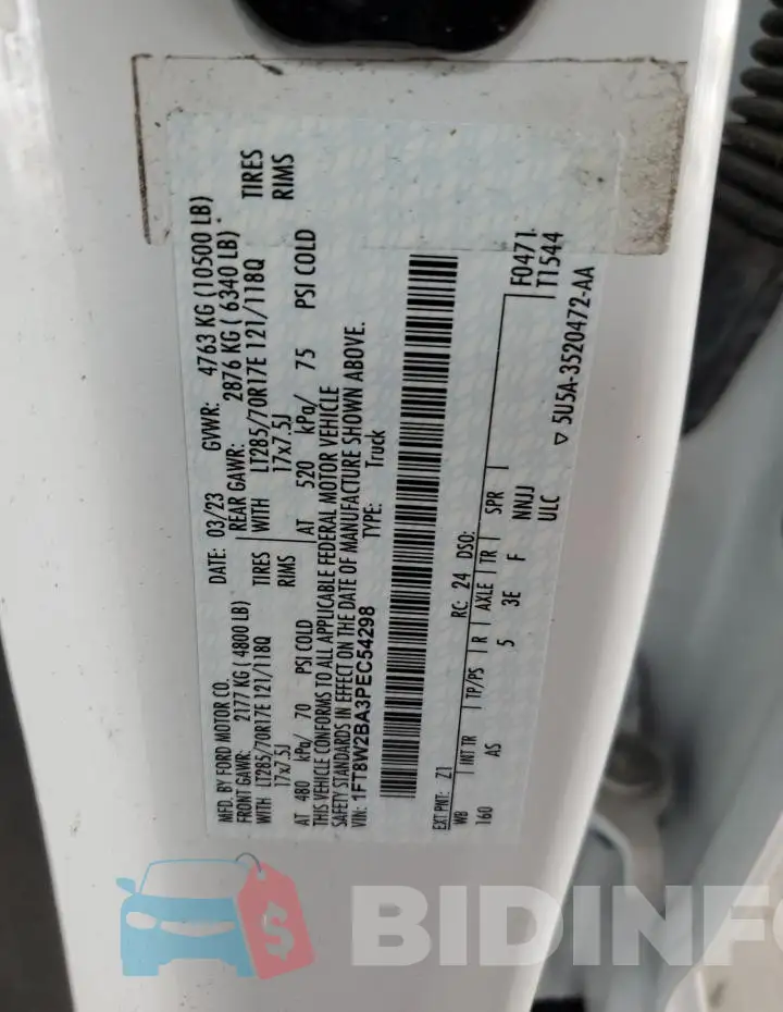 1FT8W2BA3PEC54298 Photo# 12