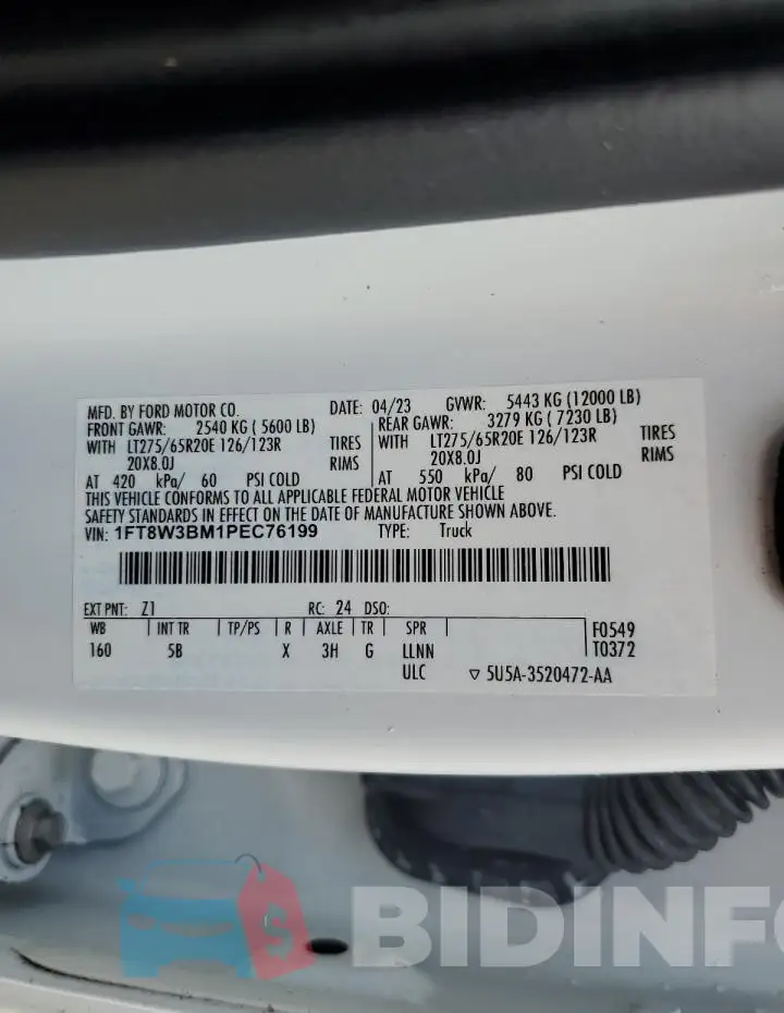 1FT8W3BM1PEC76199 Photo# 12