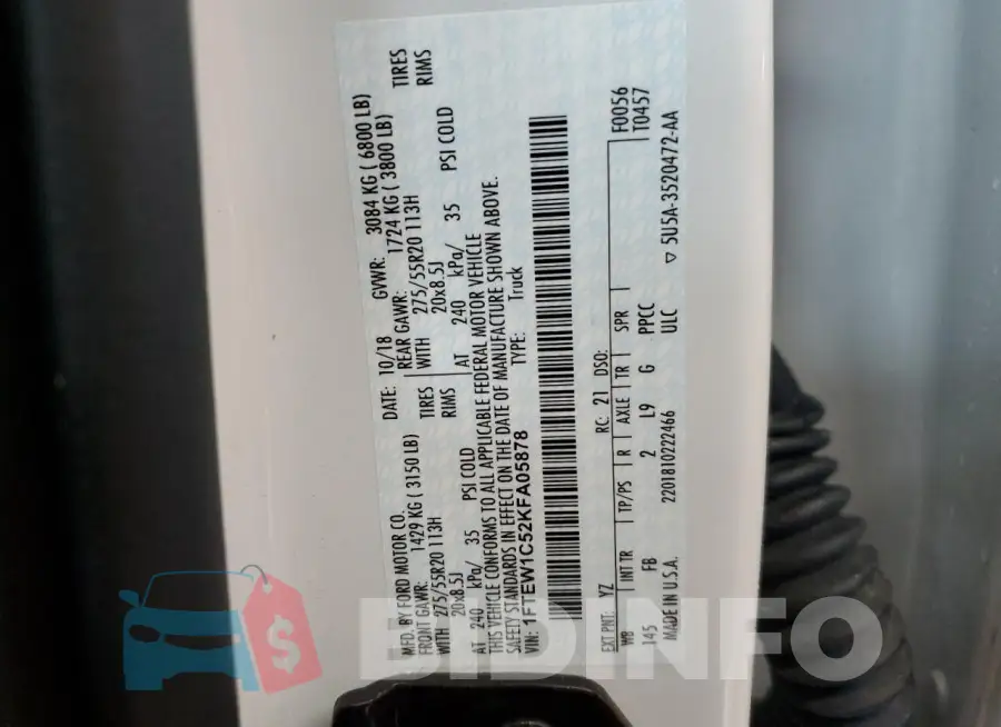 1FTEW1C52KFA05878 Photo# 14