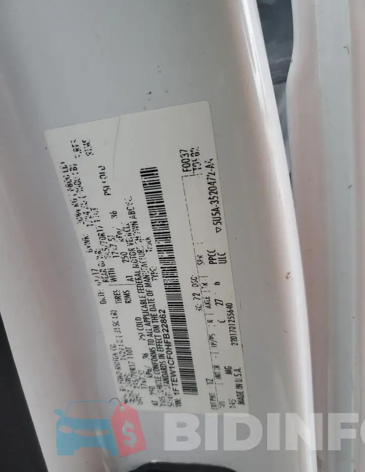 1FTEW1CF0HFB22862 Photo# 13