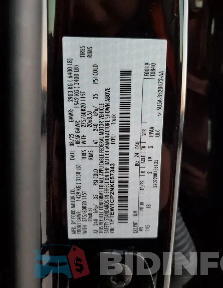 1FTEW1CP2NKE57343 Photo# 13