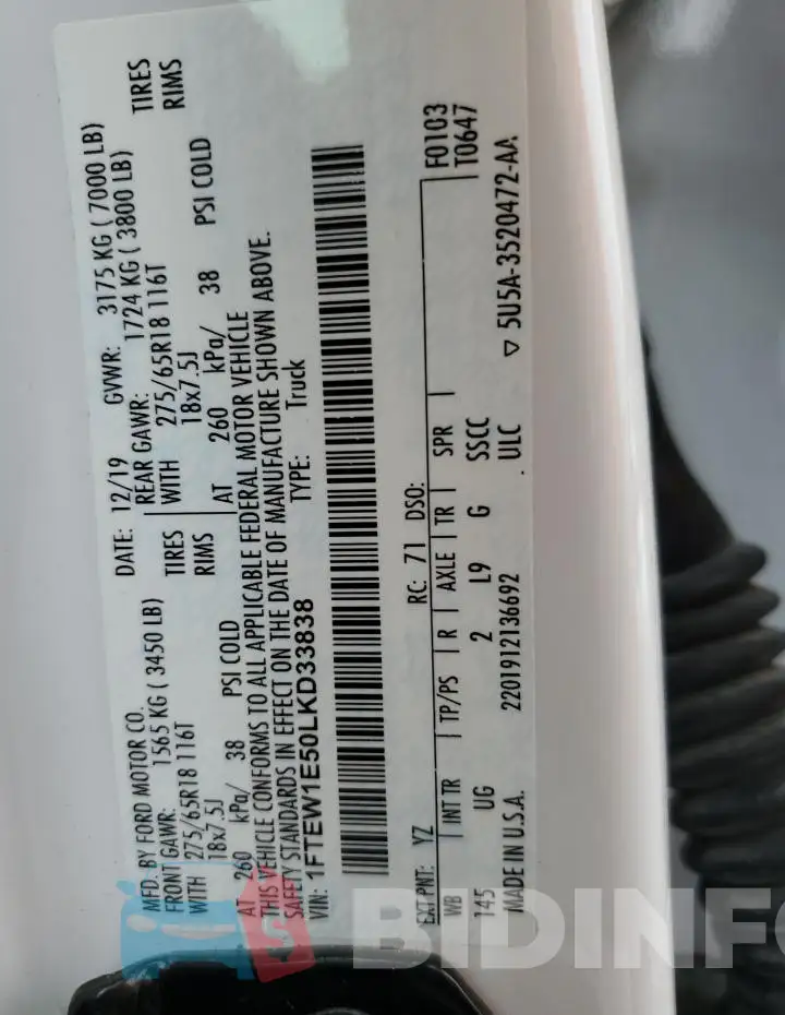 1FTEW1E50LKD33838 Photo# 13