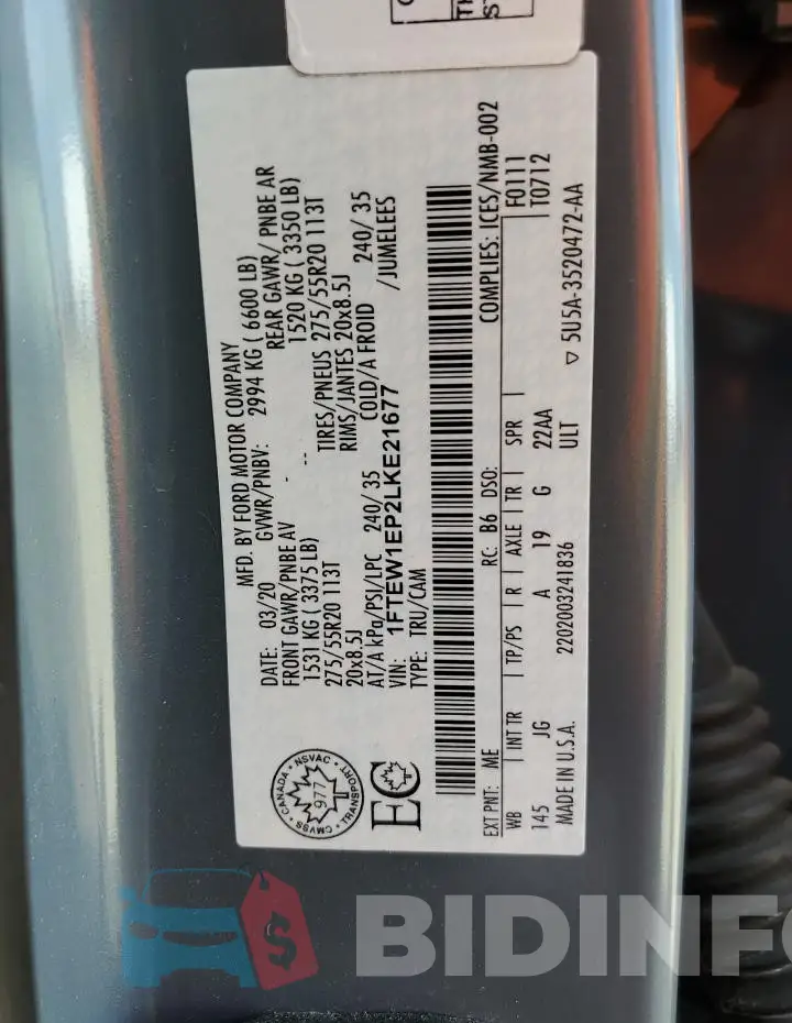 1FTEW1EP2LKE21677 Photo# 12