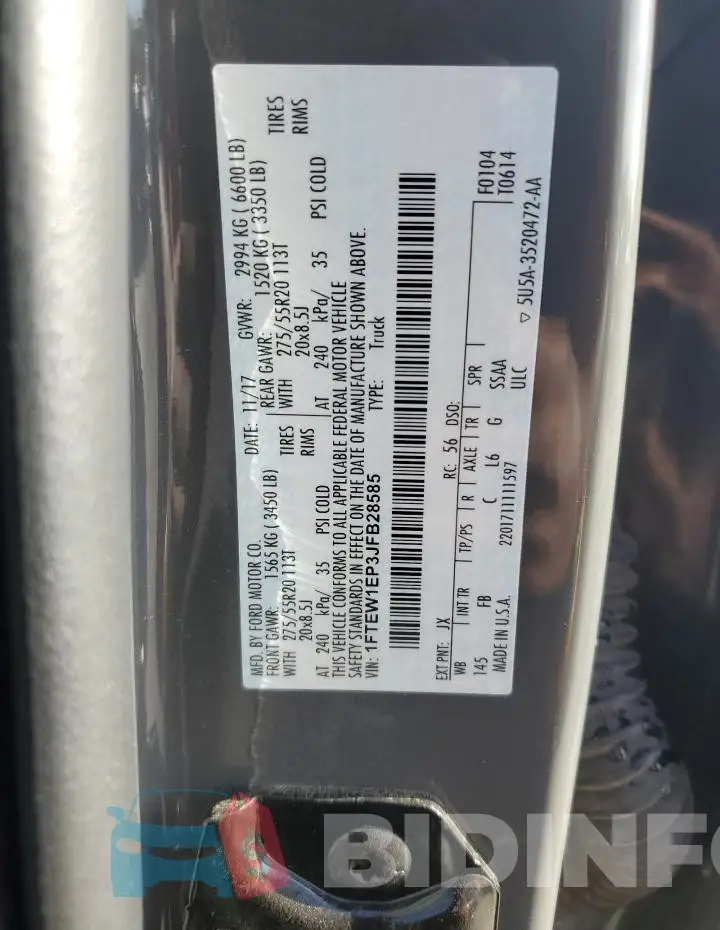 1FTEW1EP3JFB28585 Photo# 12