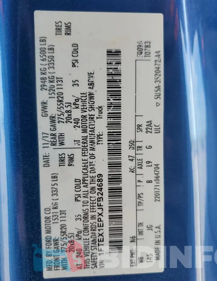 1FTEX1EPXJFB24689 Photo# 12
