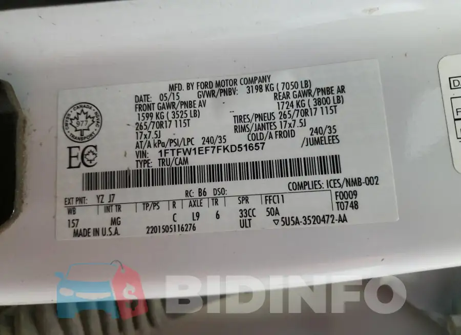 1FTFW1EF7FKD51657 Photo# 12