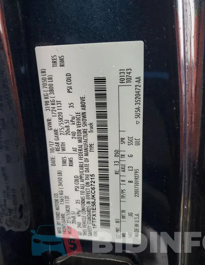 1FTFX1E58JKC67215 Photo# 12