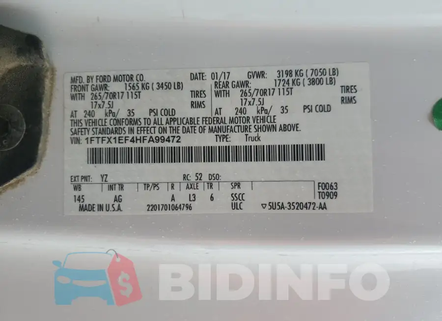 1FTFX1EF4HFA99472 Photo# 12