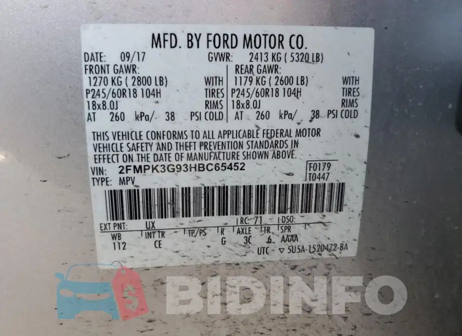 2FMPK3G93HBC65452 Photo# 13