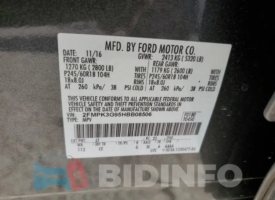 2FMPK3G95HBB08506 Photo# 14