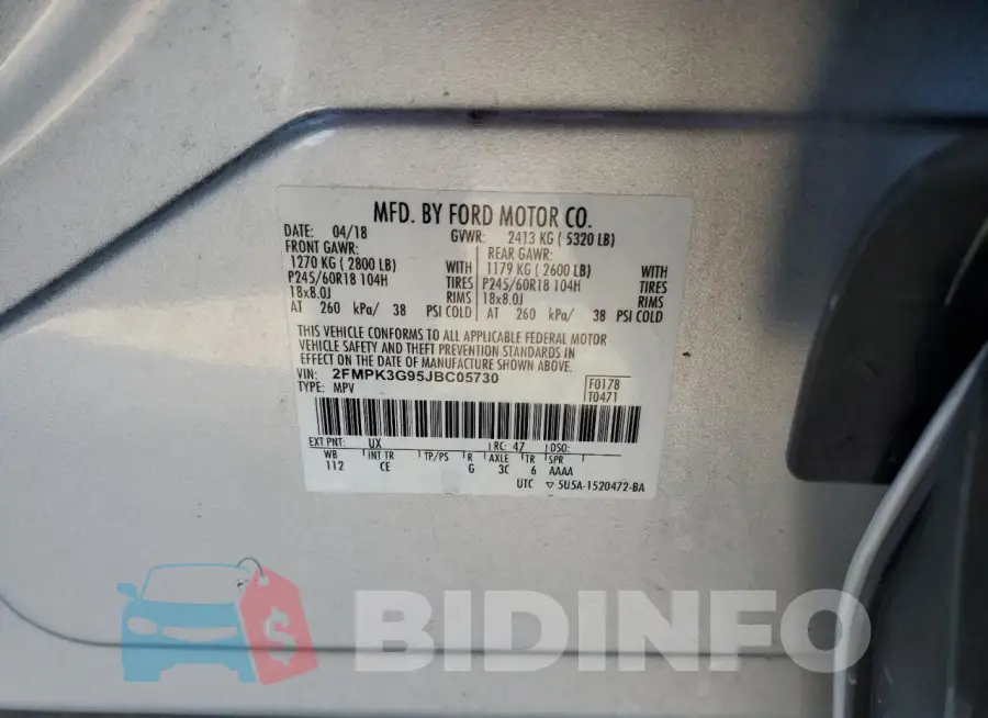 2FMPK3G95JBC05730 Photo# 13