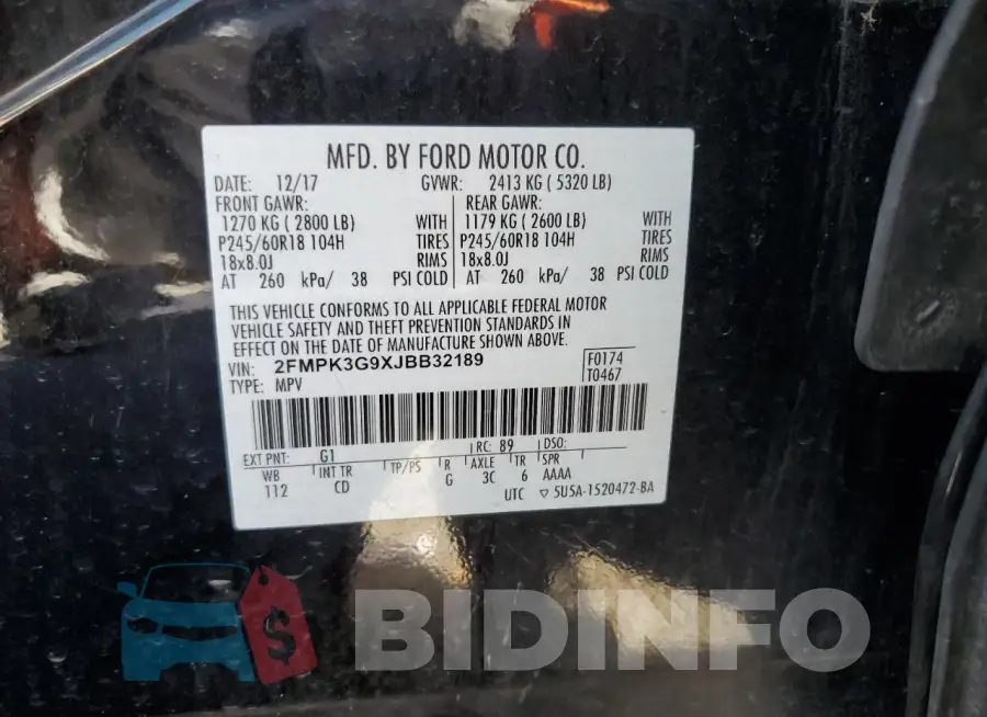 2FMPK3G9XJBB32189 Photo# 13