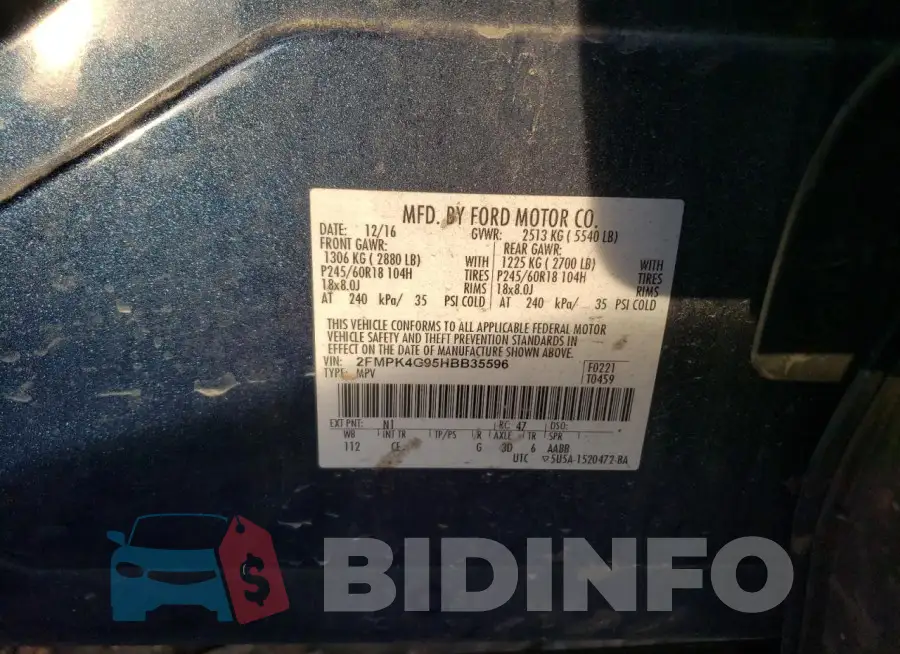2FMPK4G95HBB35596 Photo# 13
