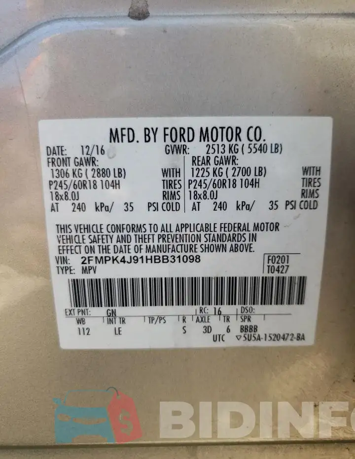 2FMPK4J91HBB31098 Photo# 13