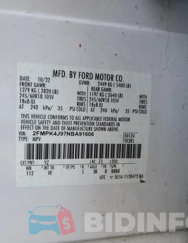 2FMPK4J97NBA91606 Photo# 13