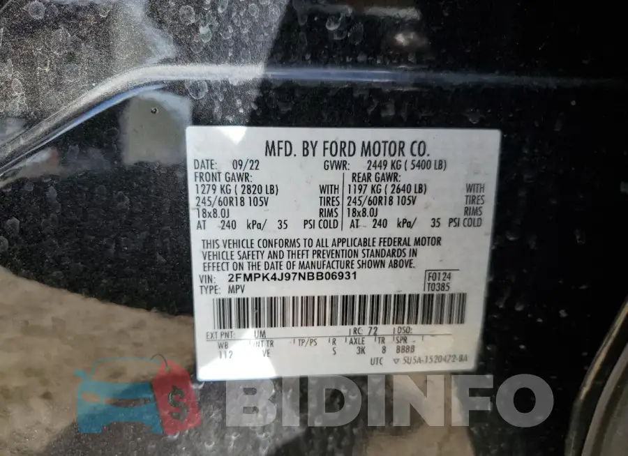 2FMPK4J97NBB06931 Photo# 13