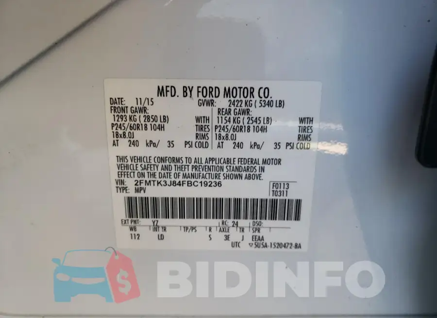 2FMTK3J84FBC19236 Photo# 13