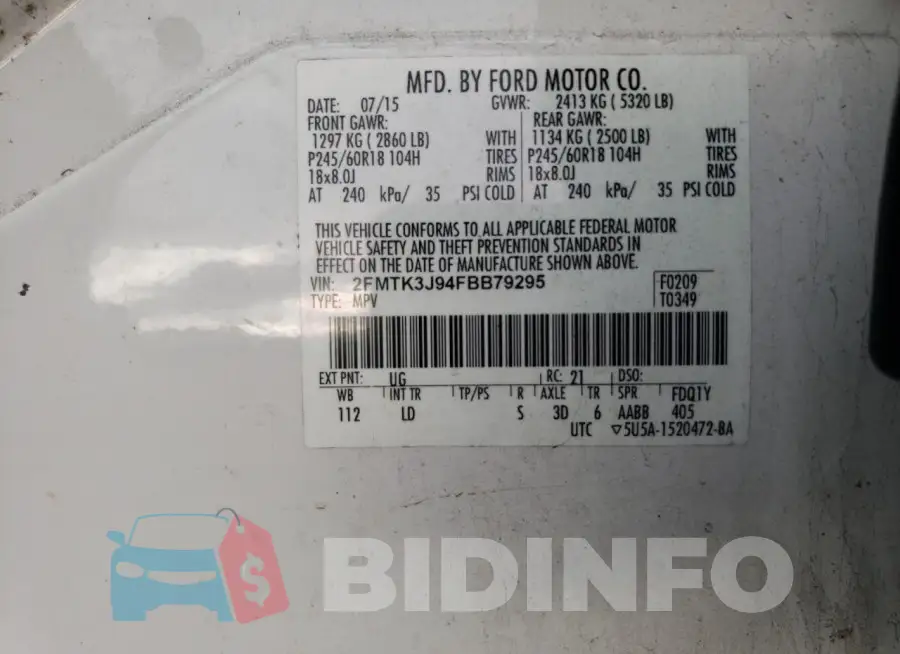 2FMTK3J94FBB79295 Photo# 13