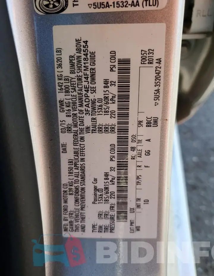 3FADP4EJ4FM184554 Photo# 12