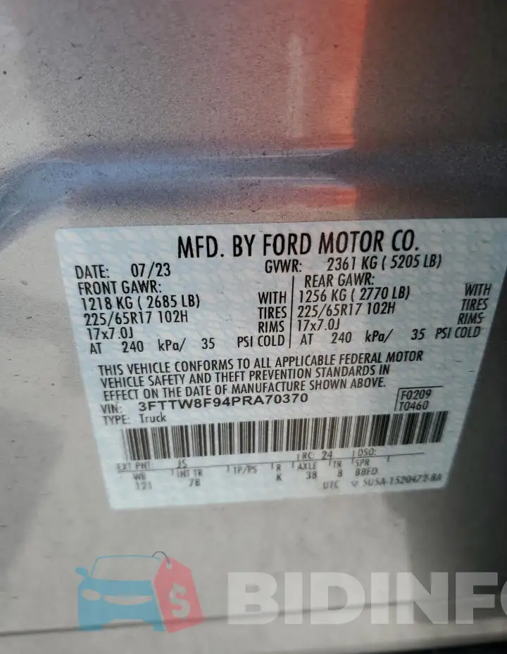 3FTTW8F94PRA70370 Photo# 13
