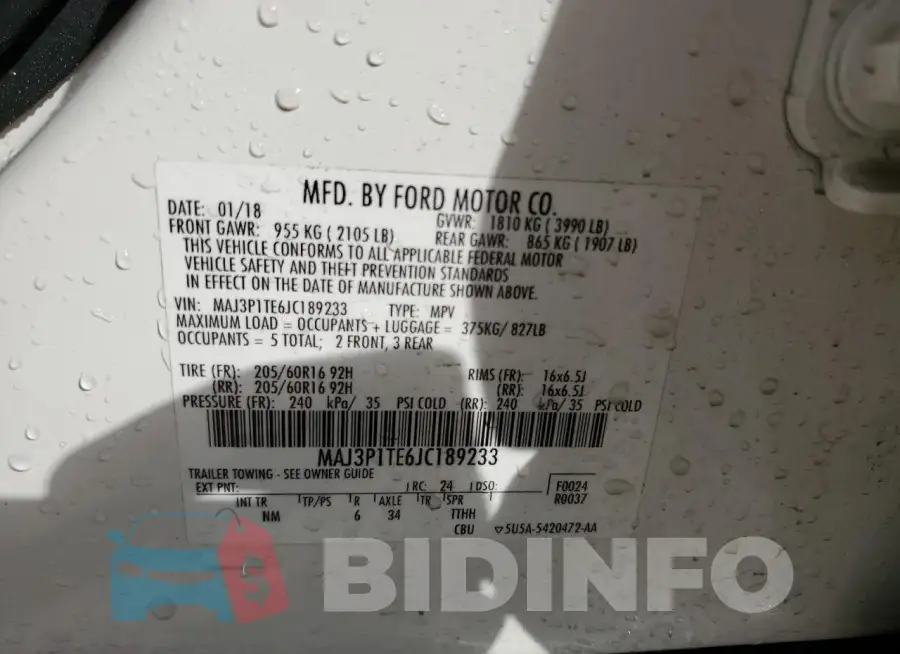 MAJ3P1TE6JC189233 Photo# 14