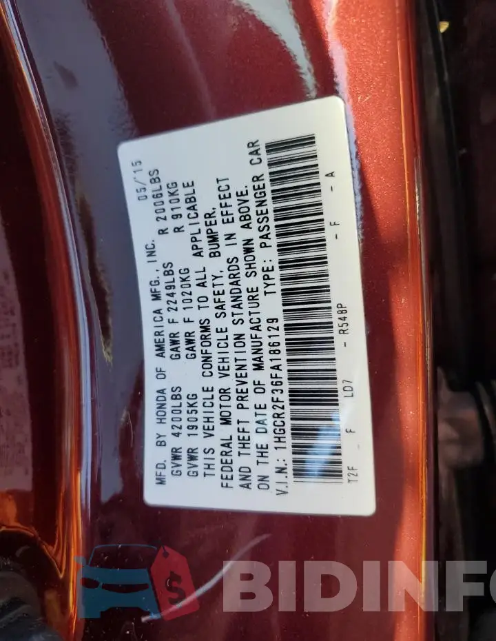 1HGCR2F36FA186129 Photo# 12