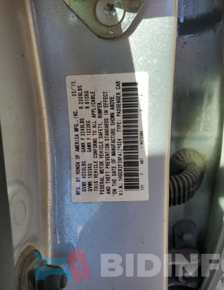 1HGCR2F38FA128524 Photo# 12