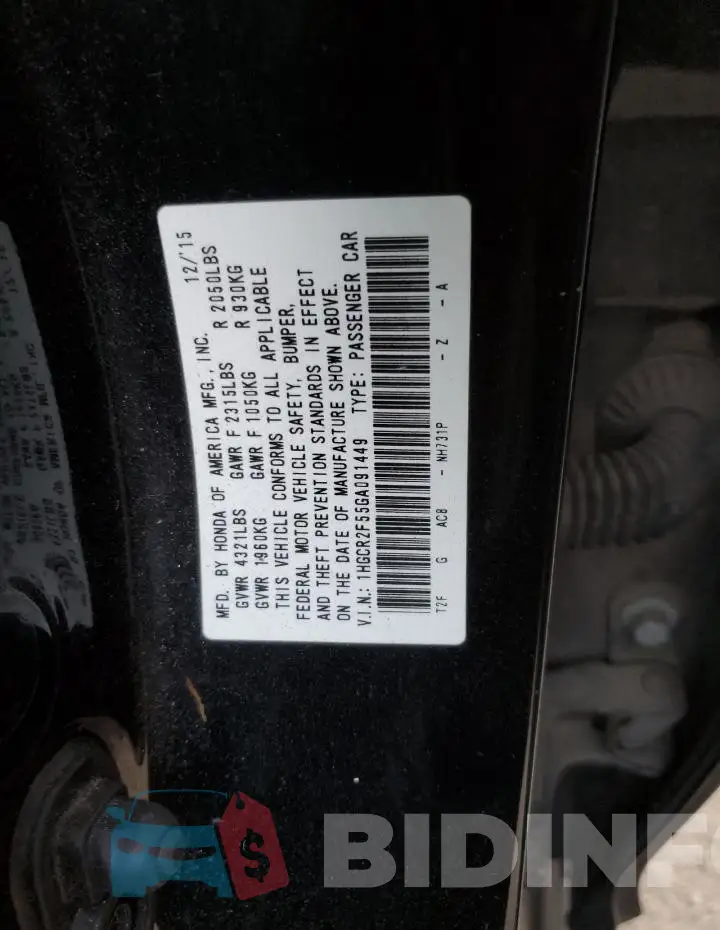 1HGCR2F55GA091449 Photo# 12