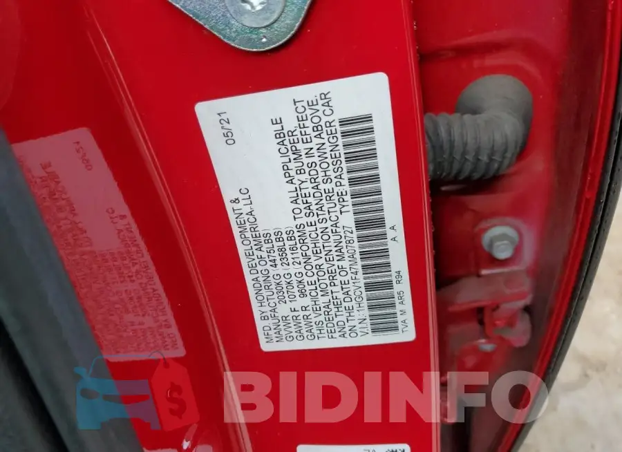 1HGCV1F47MA078727 Photo# 12